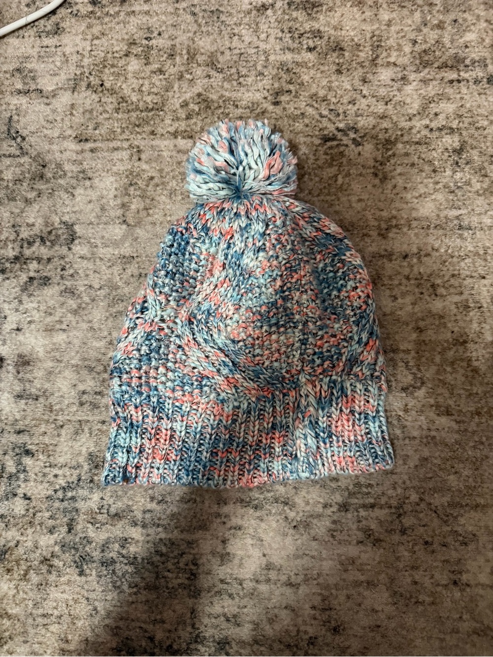 Knit Pom-Pom Beanie for Kids - Multicolor Blue & Pink